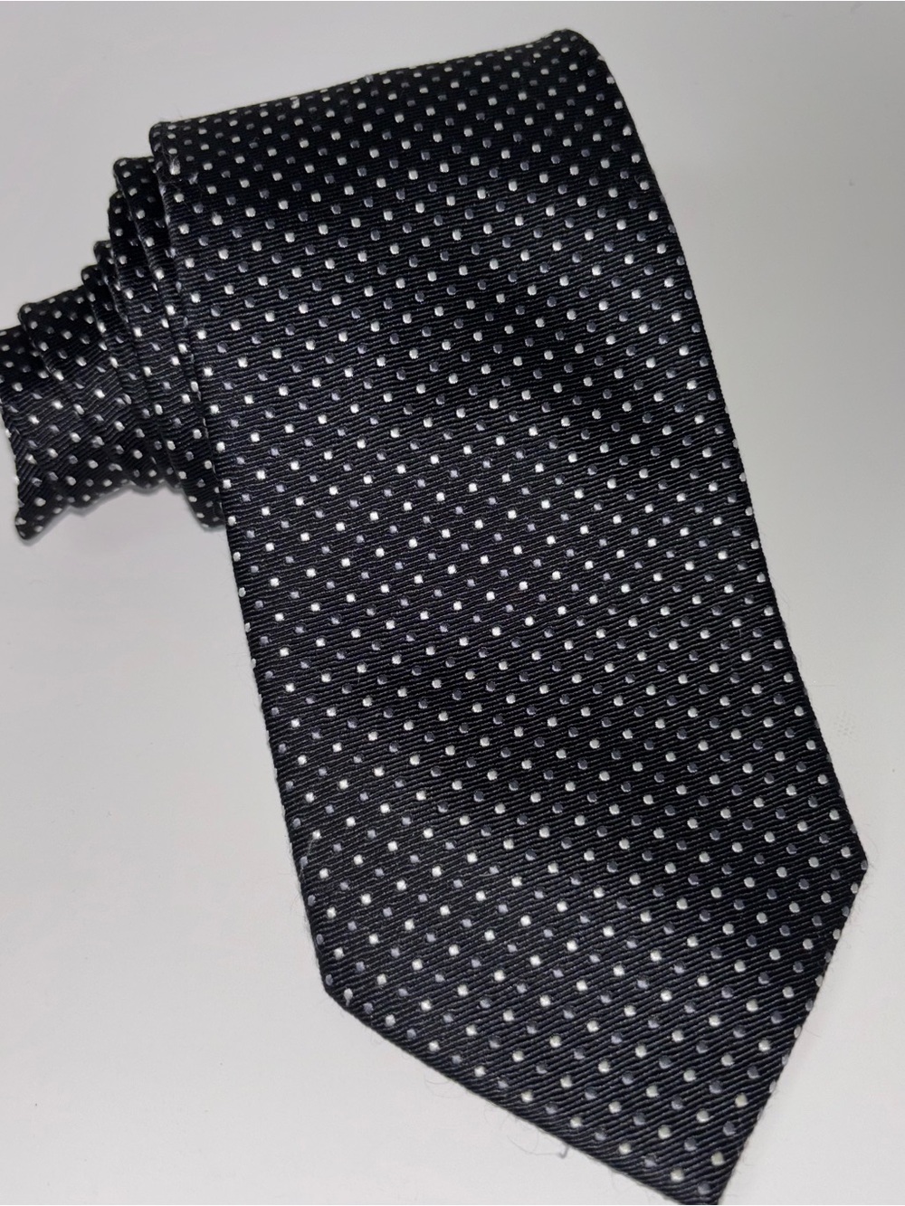 Fabio Ferretti Men’s 100% Silk Seven Fold Tie Black Geometric Hand Made Italy
